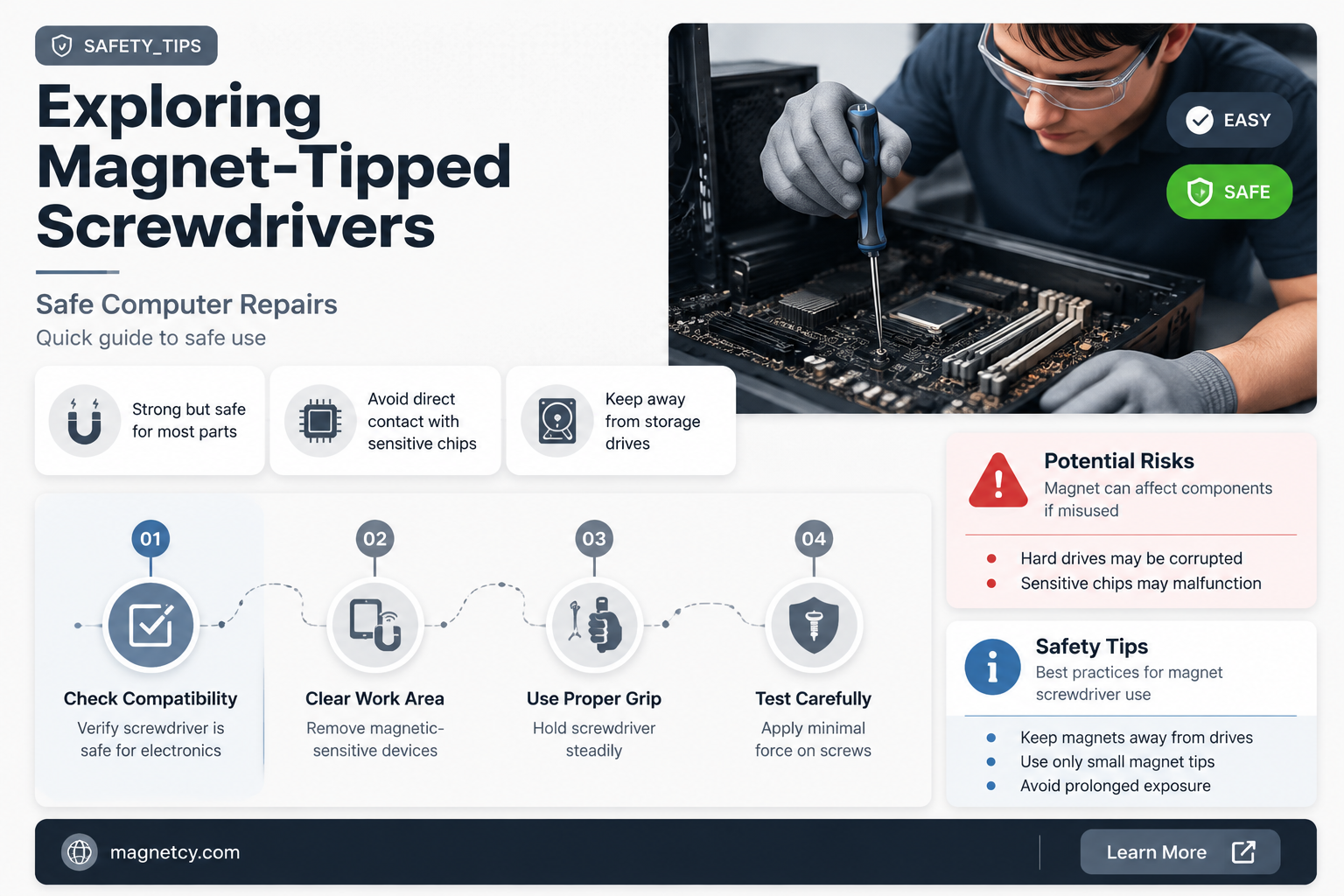 are magnet tipped screwdrivers safe in computers