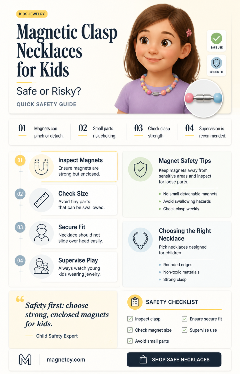 are magnetic clasp necklaces safe for children