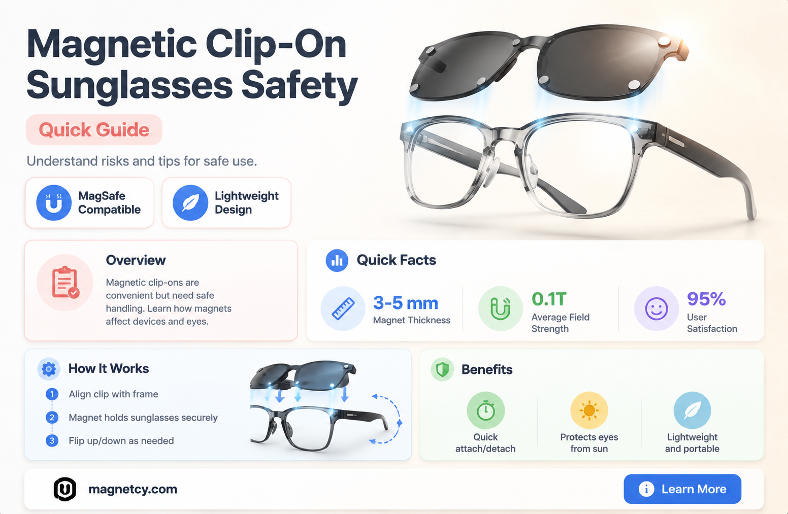 are the new clip on sunglasses safe with magnets