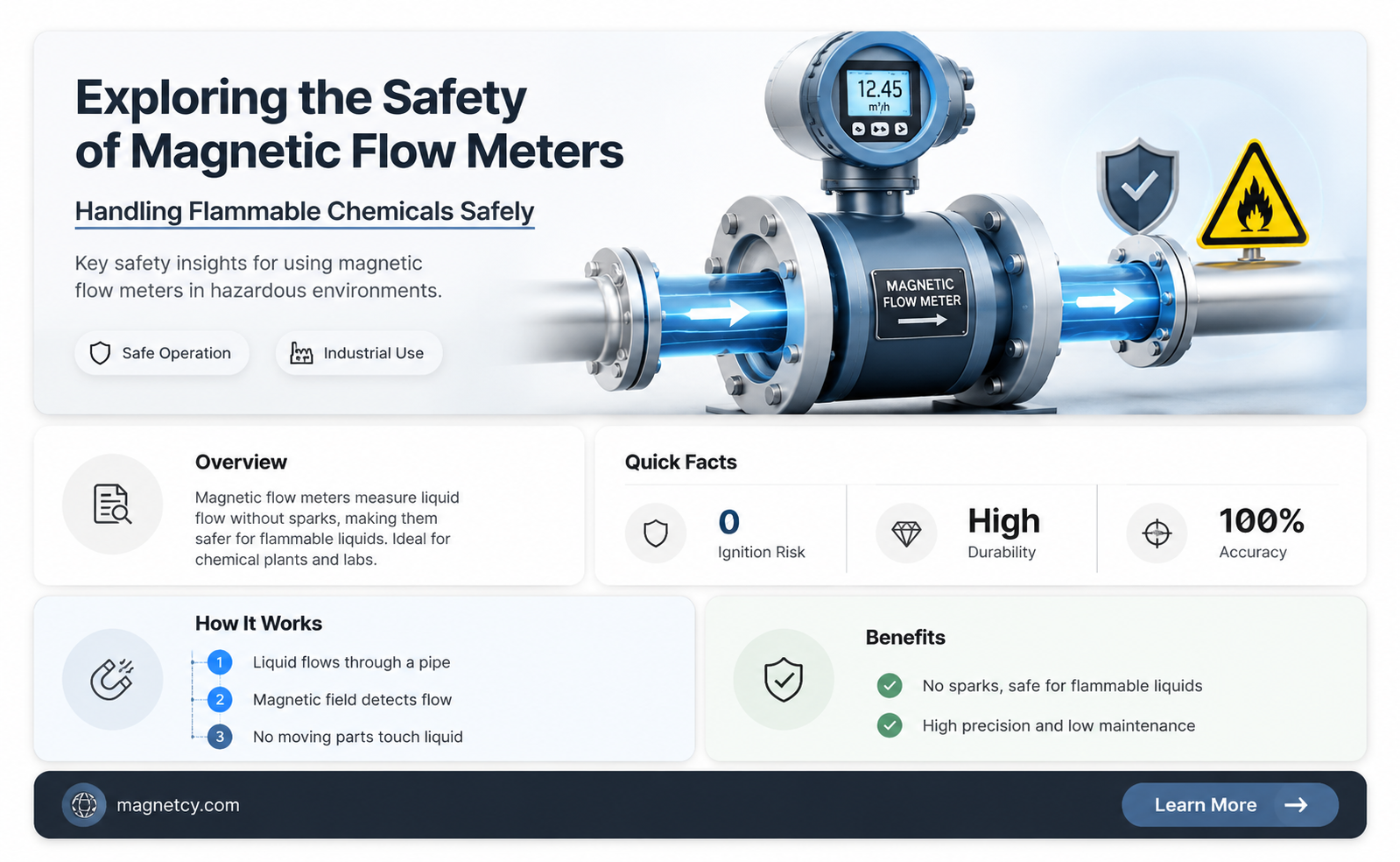 are magnetic flow meters safe for flammable chemicals