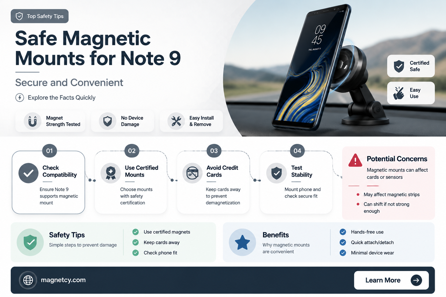 are magnetic phone mounts safe note 9
