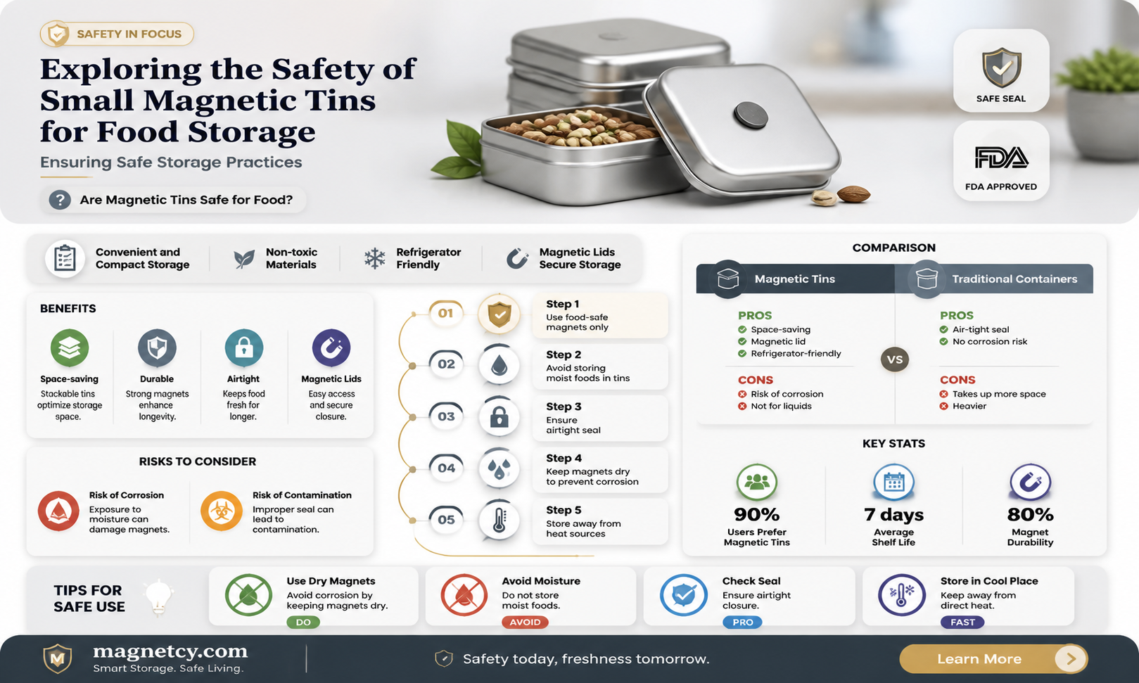 are jot small magnetic tins food safe