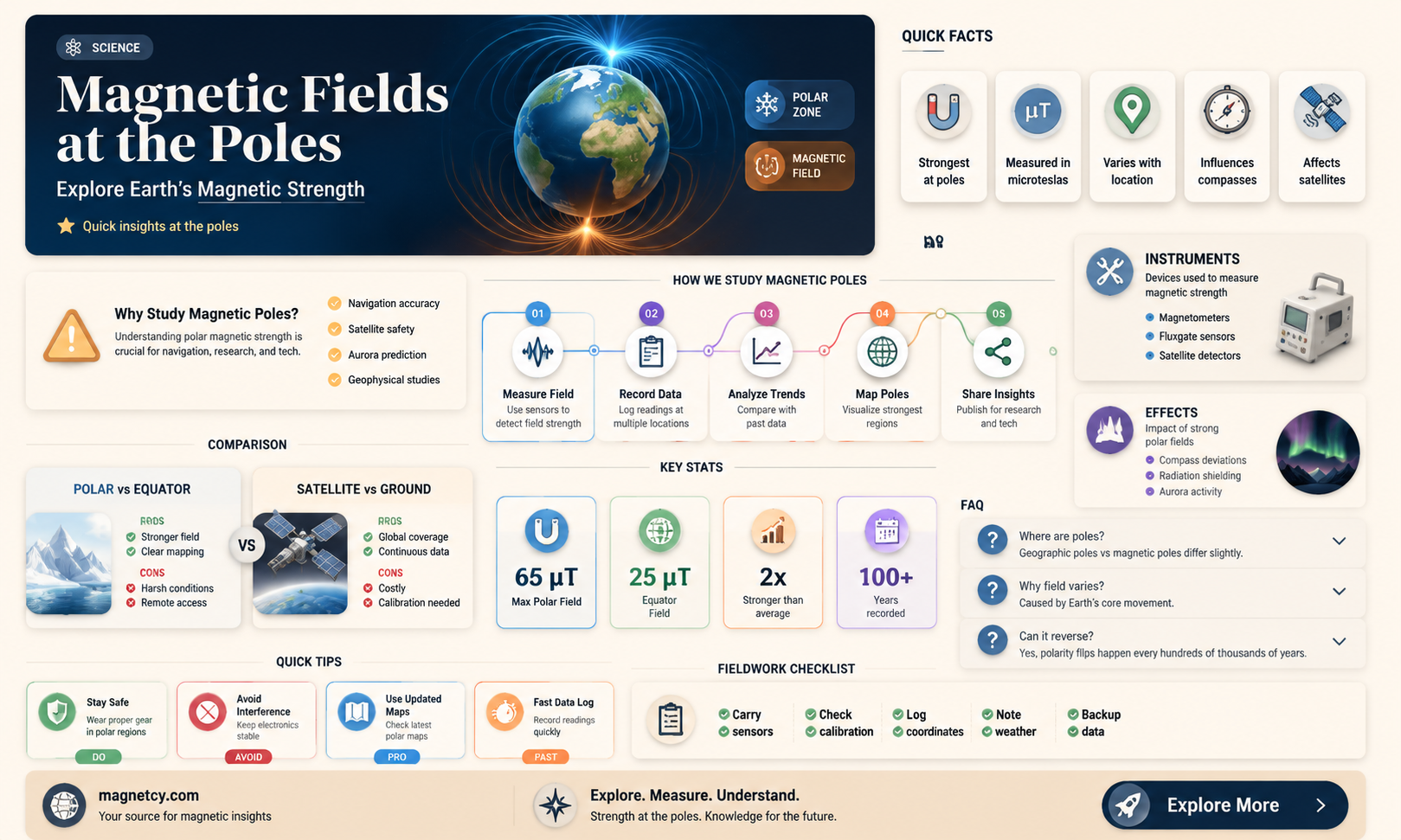 are magnetic fields weakest at the poles