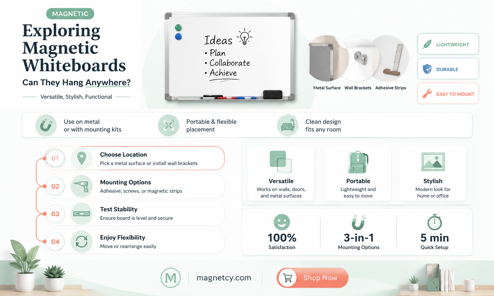 are magnetic white boards able to hang