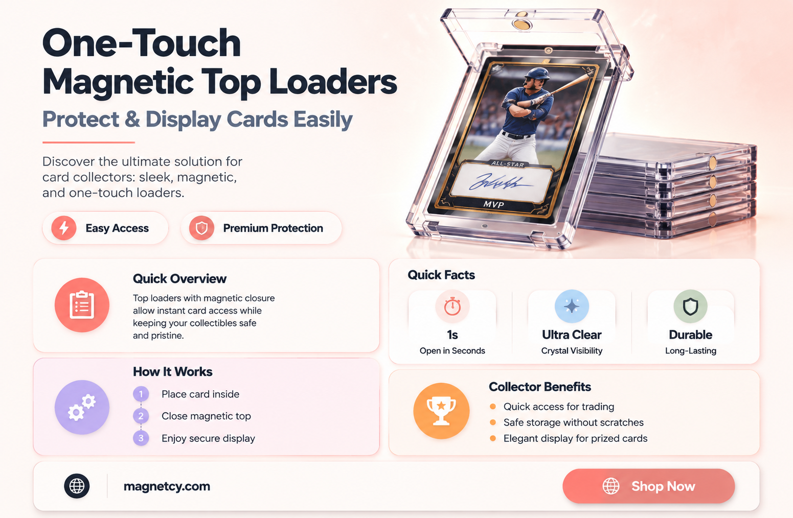 are there 220pt one touch magnetic top loaders for cards