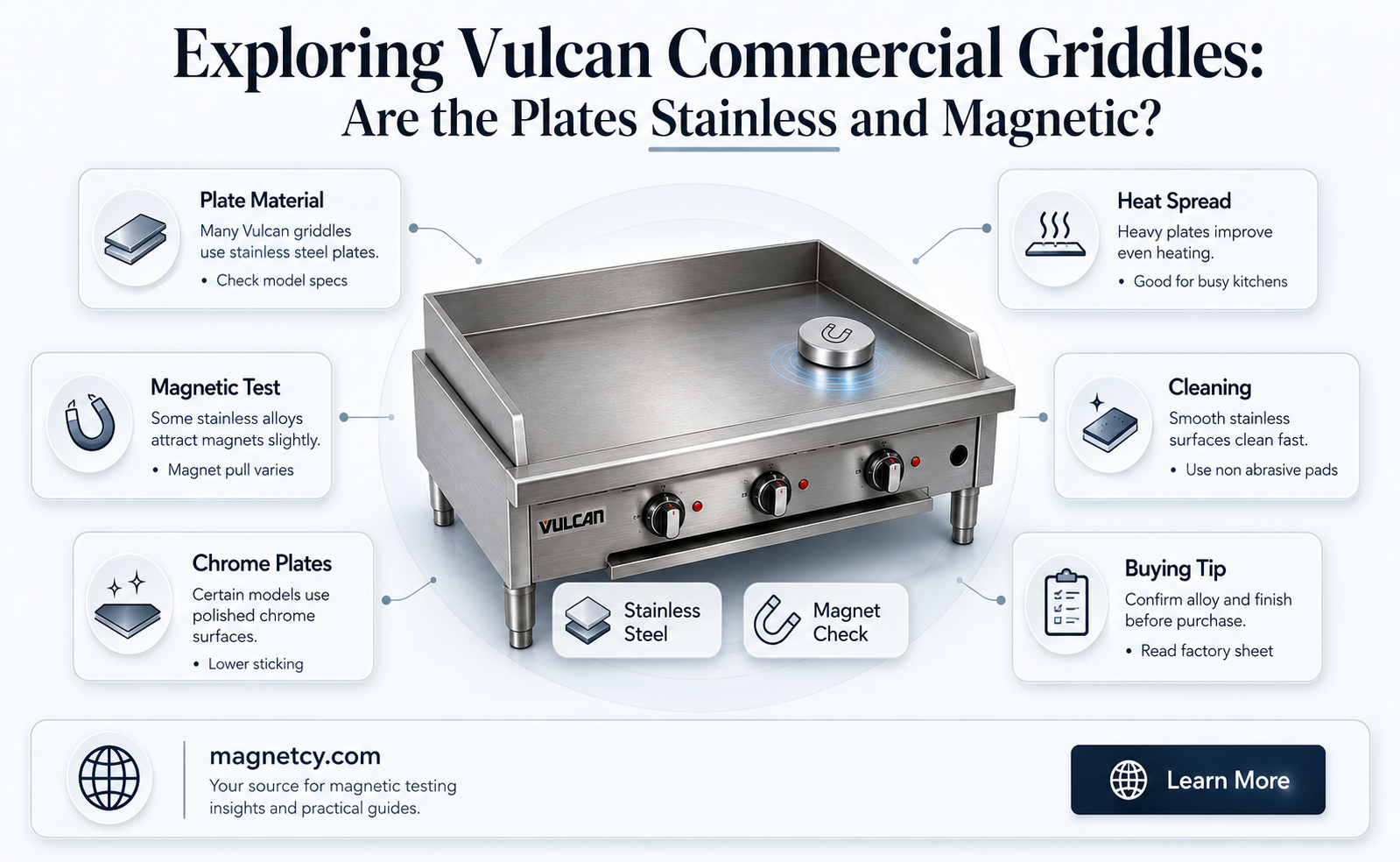 are vulcan comercial griddles plates stainless and magnetic