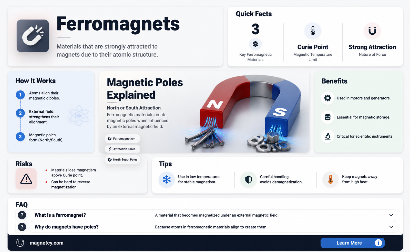 are ferromagnets attracted to north or south pole of magnet
