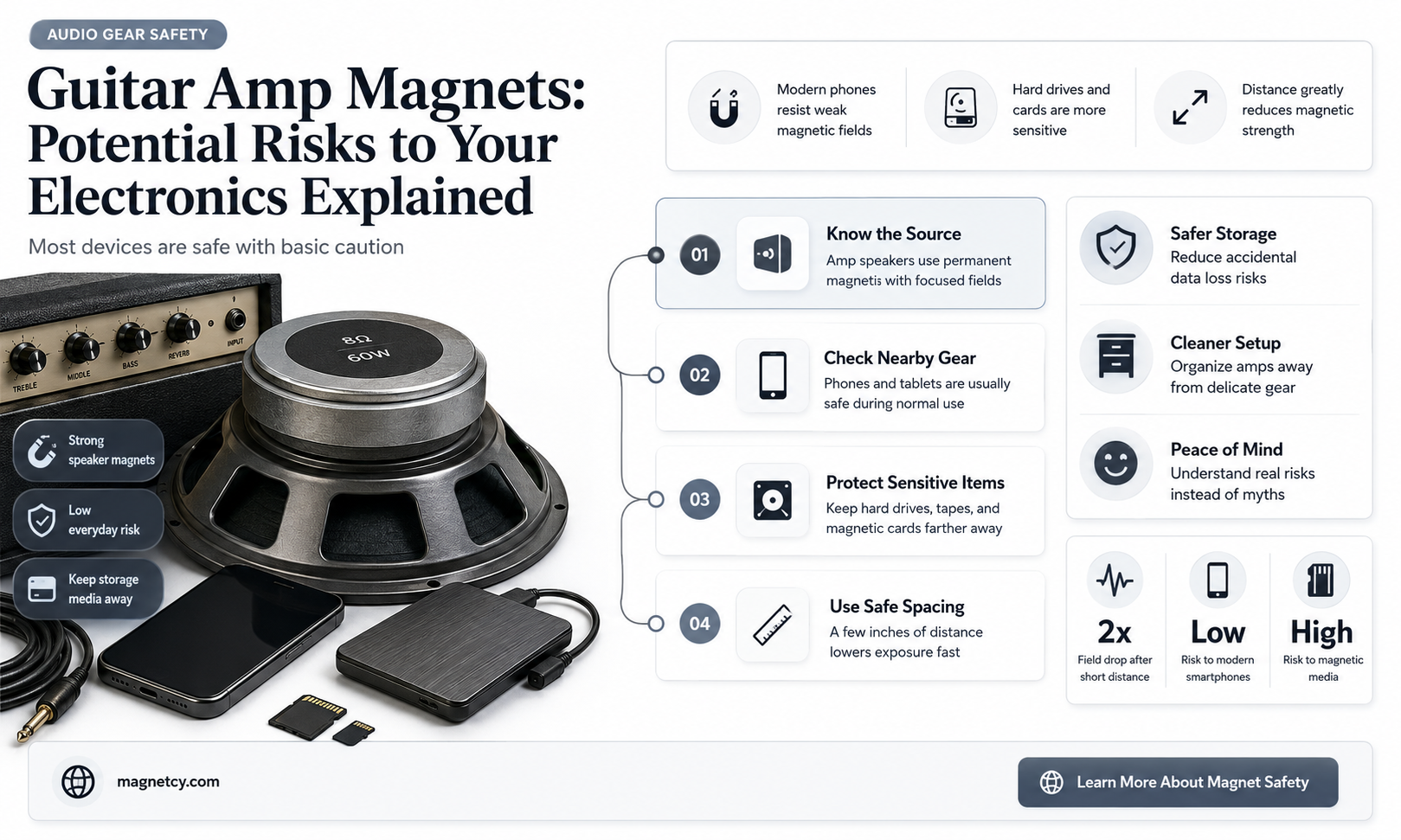 can a guitar amp magnet damage electronics