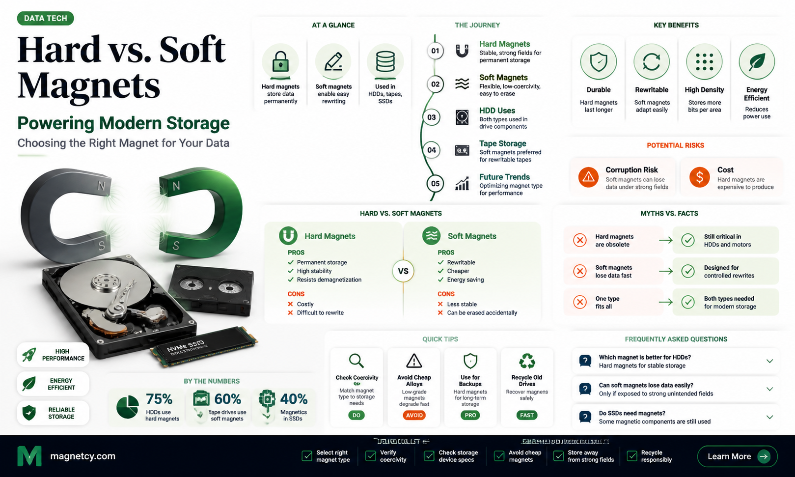 are hard or soft magnets used for data storage