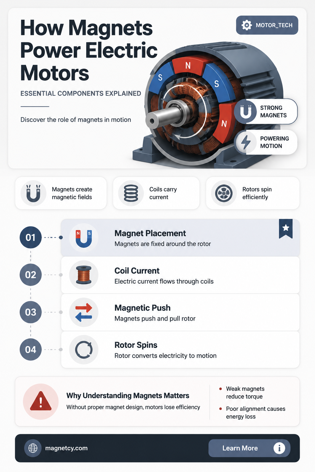 are magnets used in electric motors