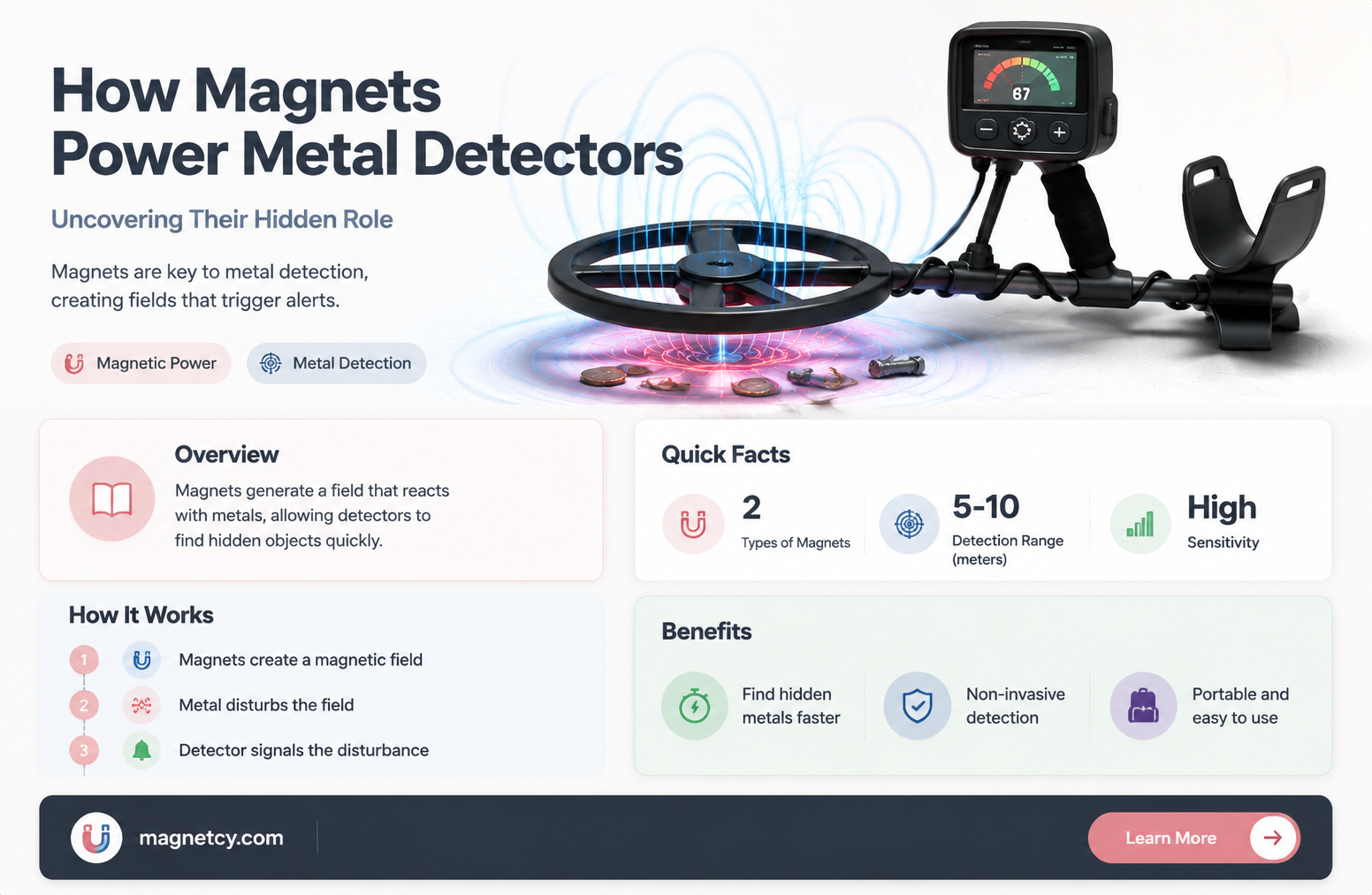 are magnets used in metal detectors