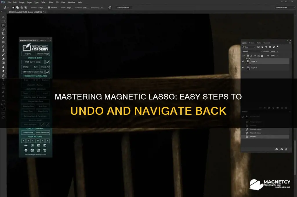 how to go back when using magnetic lasso tool