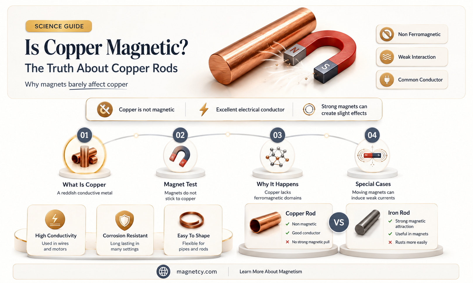 can a copper rod be magnetic