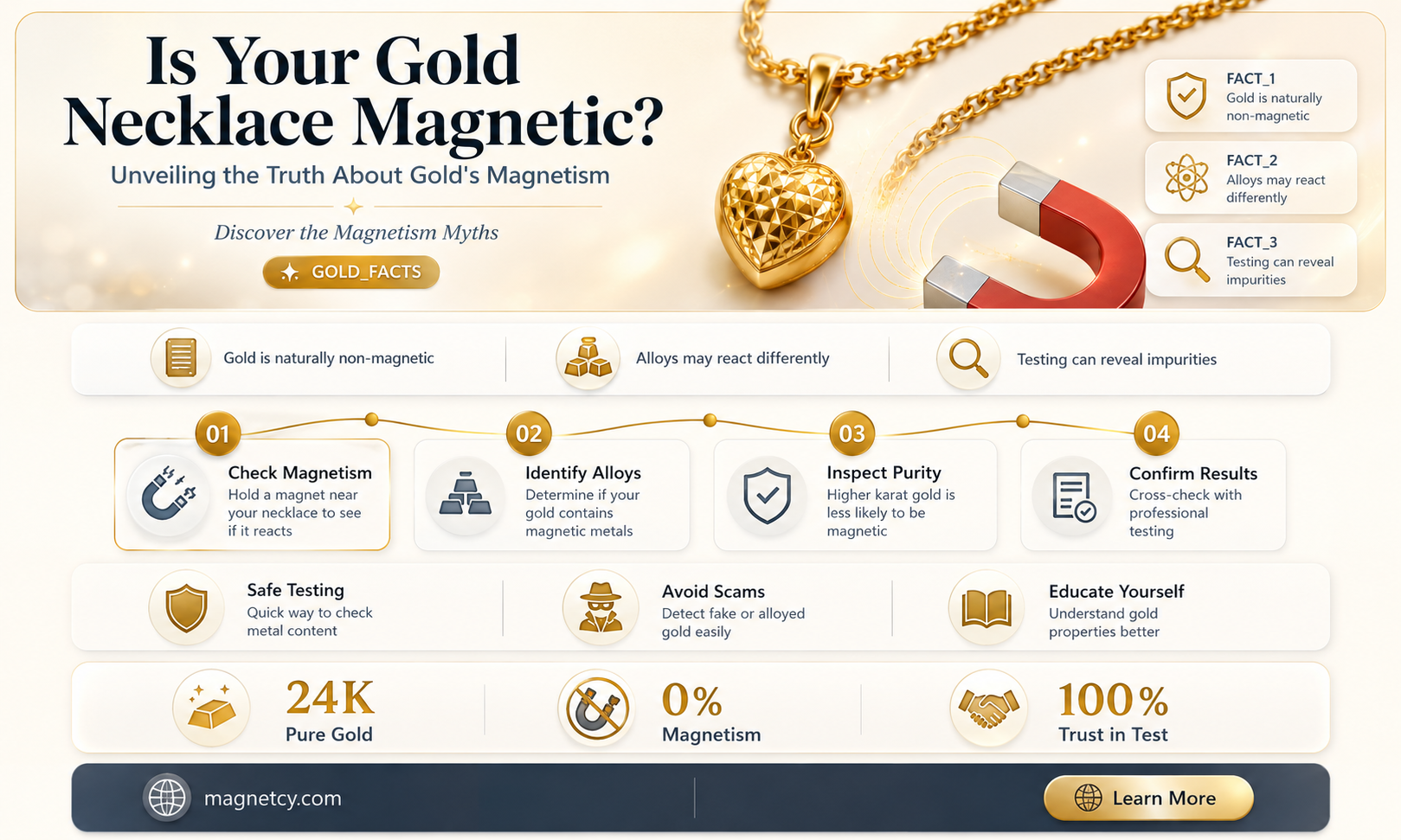 can a gold necklace be magnetic