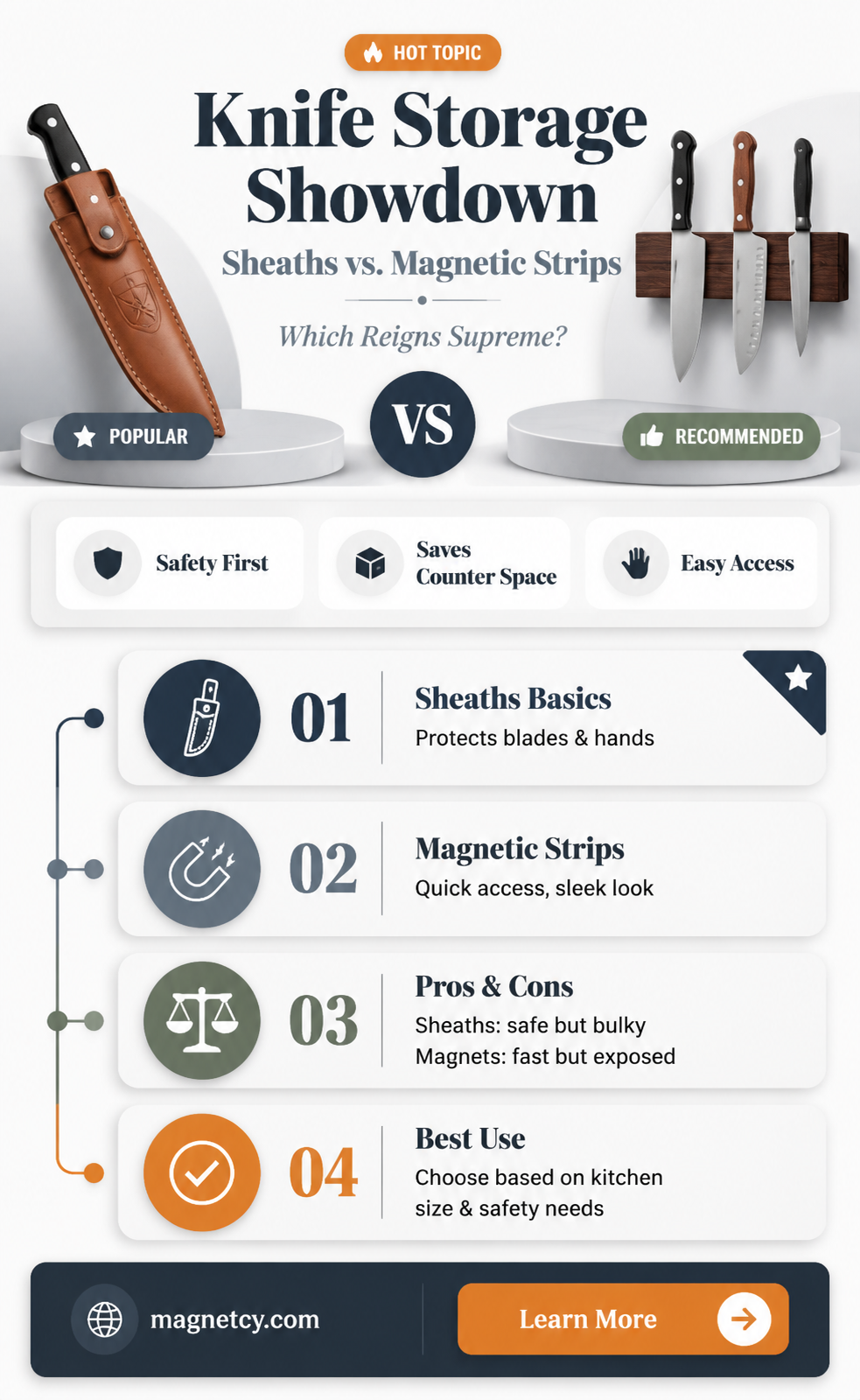 are sheathes better than a magnetic strip better for knives