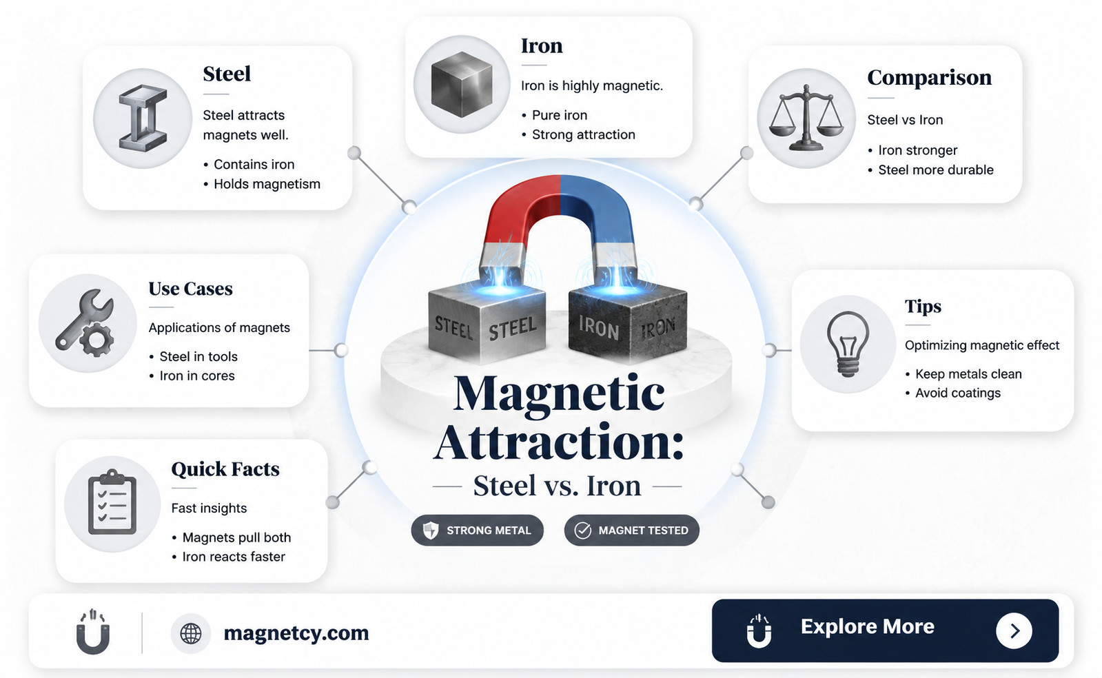 are magnets attrated to steel or iron