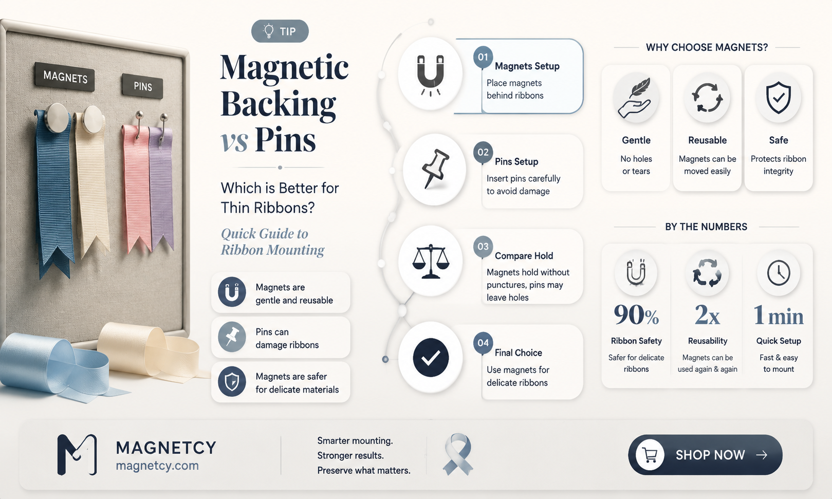 are the magnetic backing on thin ribbons better than pins