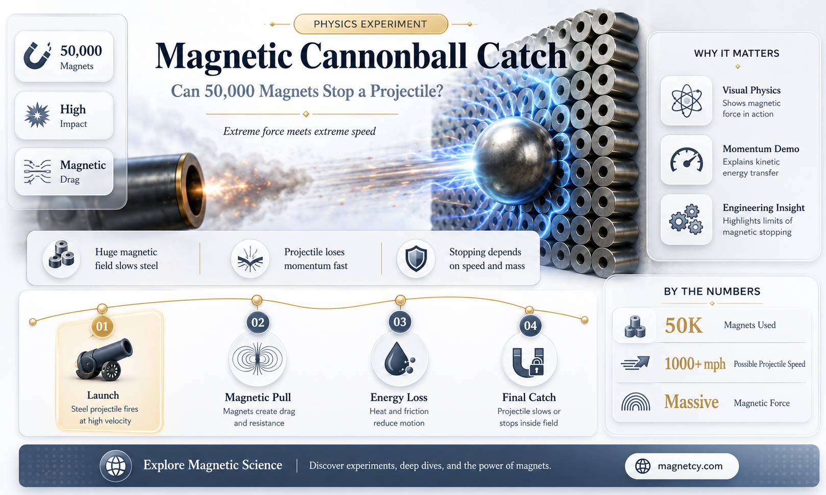 can 50 000 magnets catch a cannonball