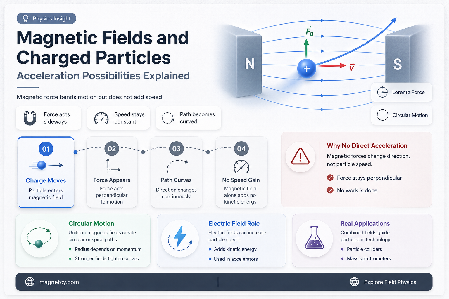 can a charged particle be accelerated by a magnetic field