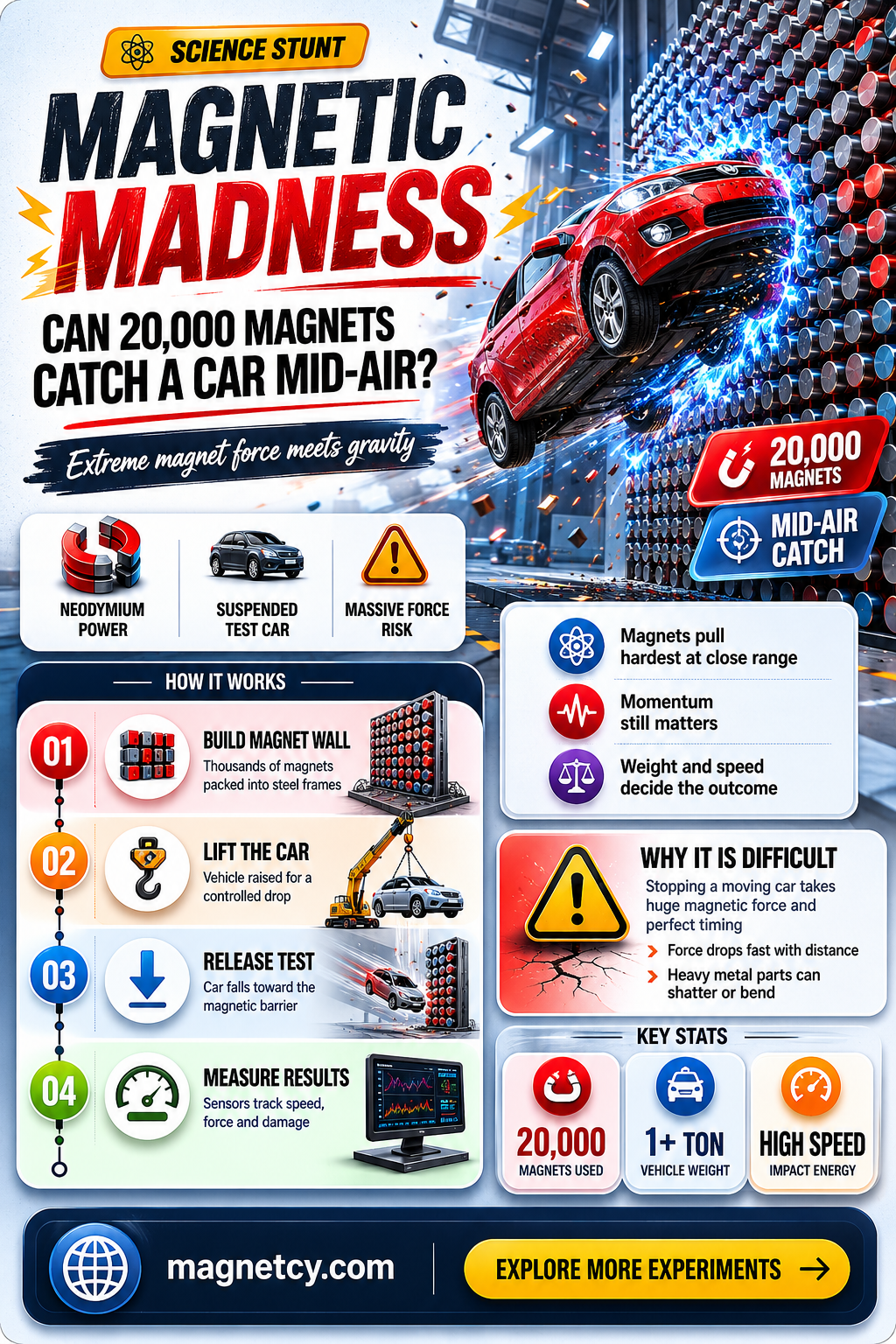 can 20000 magnets catch a car mid air