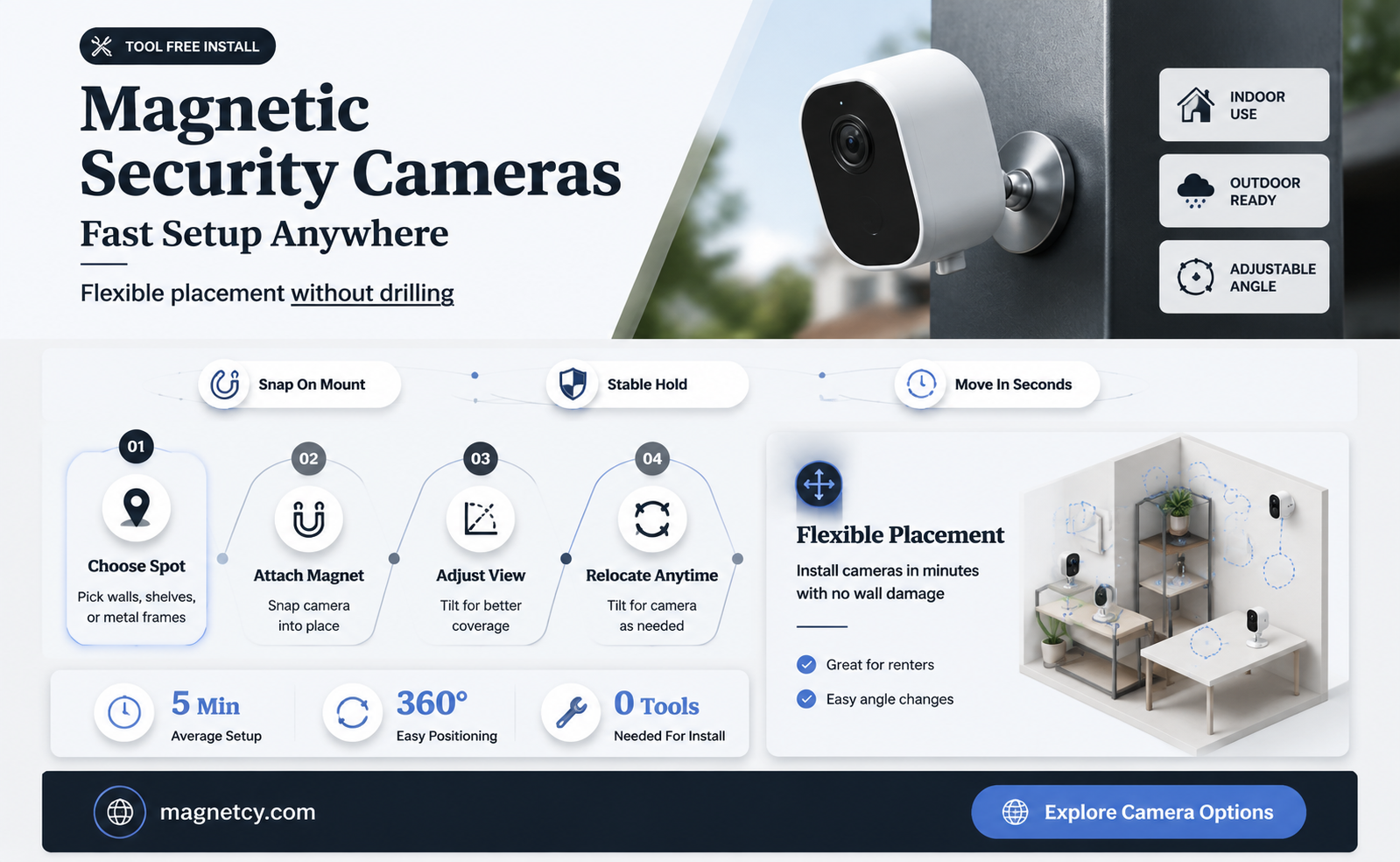 can aecurity cameras be attached magnetically