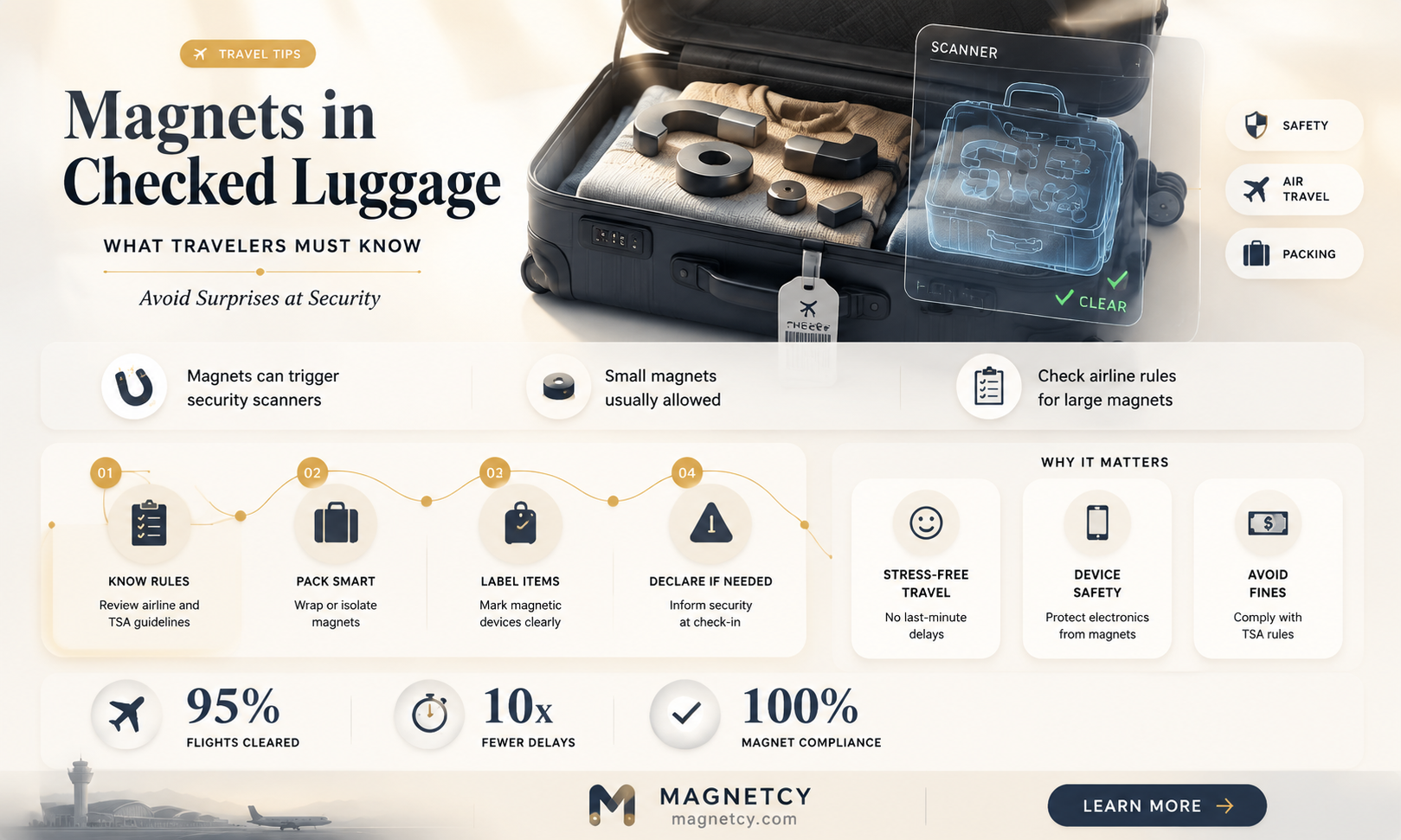 are magnets allowed in check in luggage