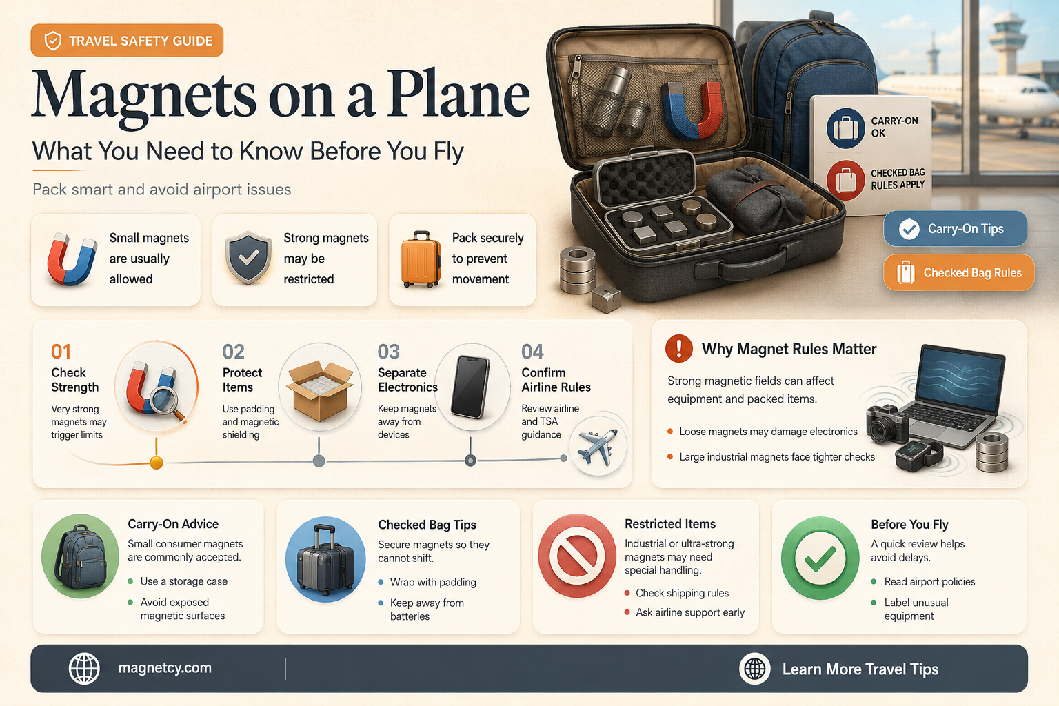 are you allowed magnets on a plane