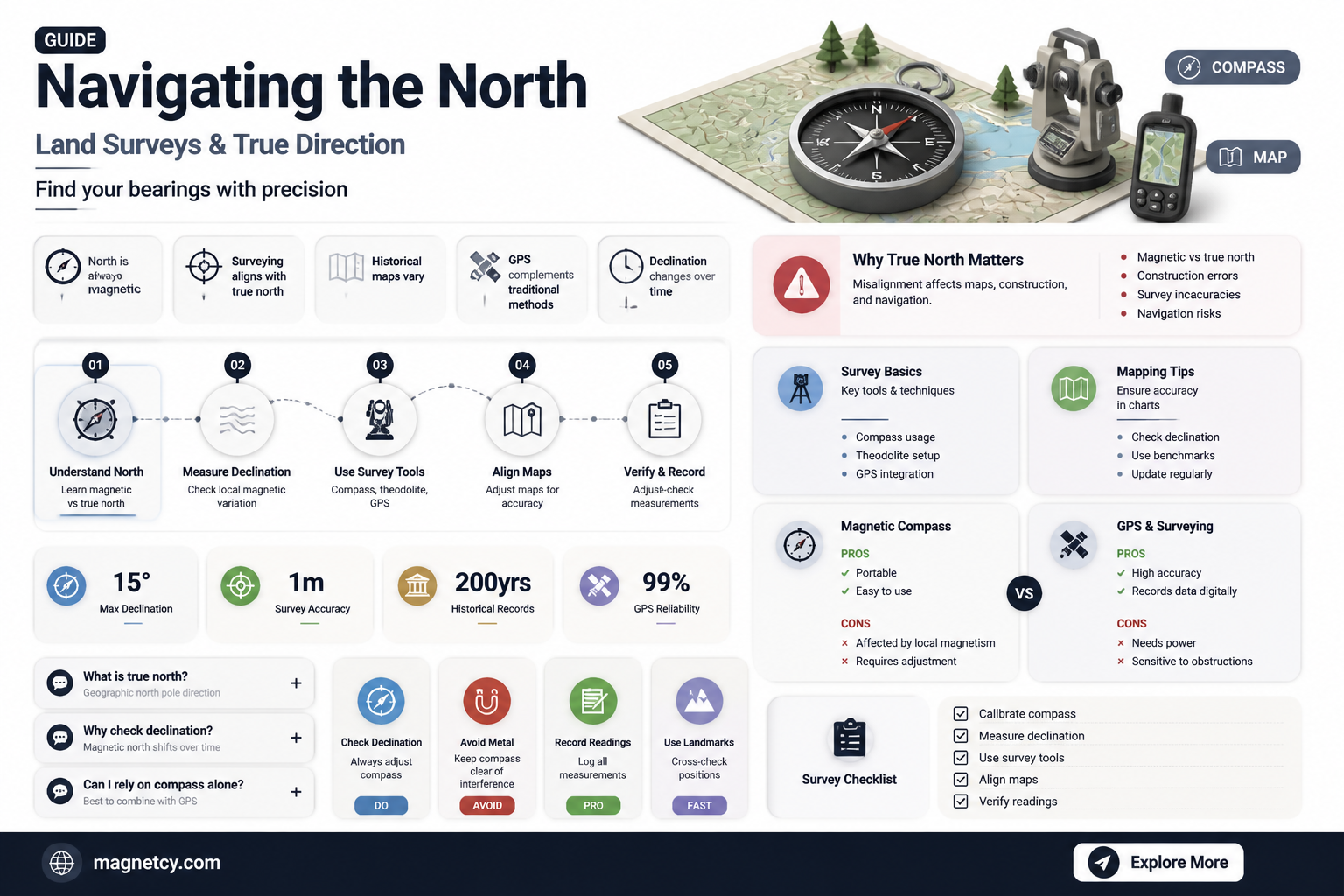 are land surveys true north or magnetic north