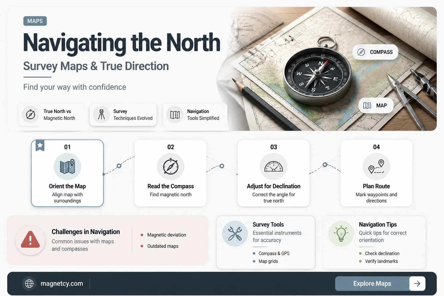 are survey maps magnetic north or geographic north