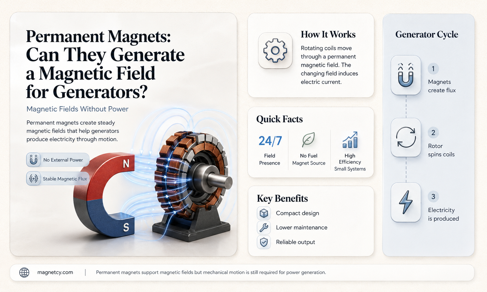 can a generator magnetic field be produced by permanent magnets