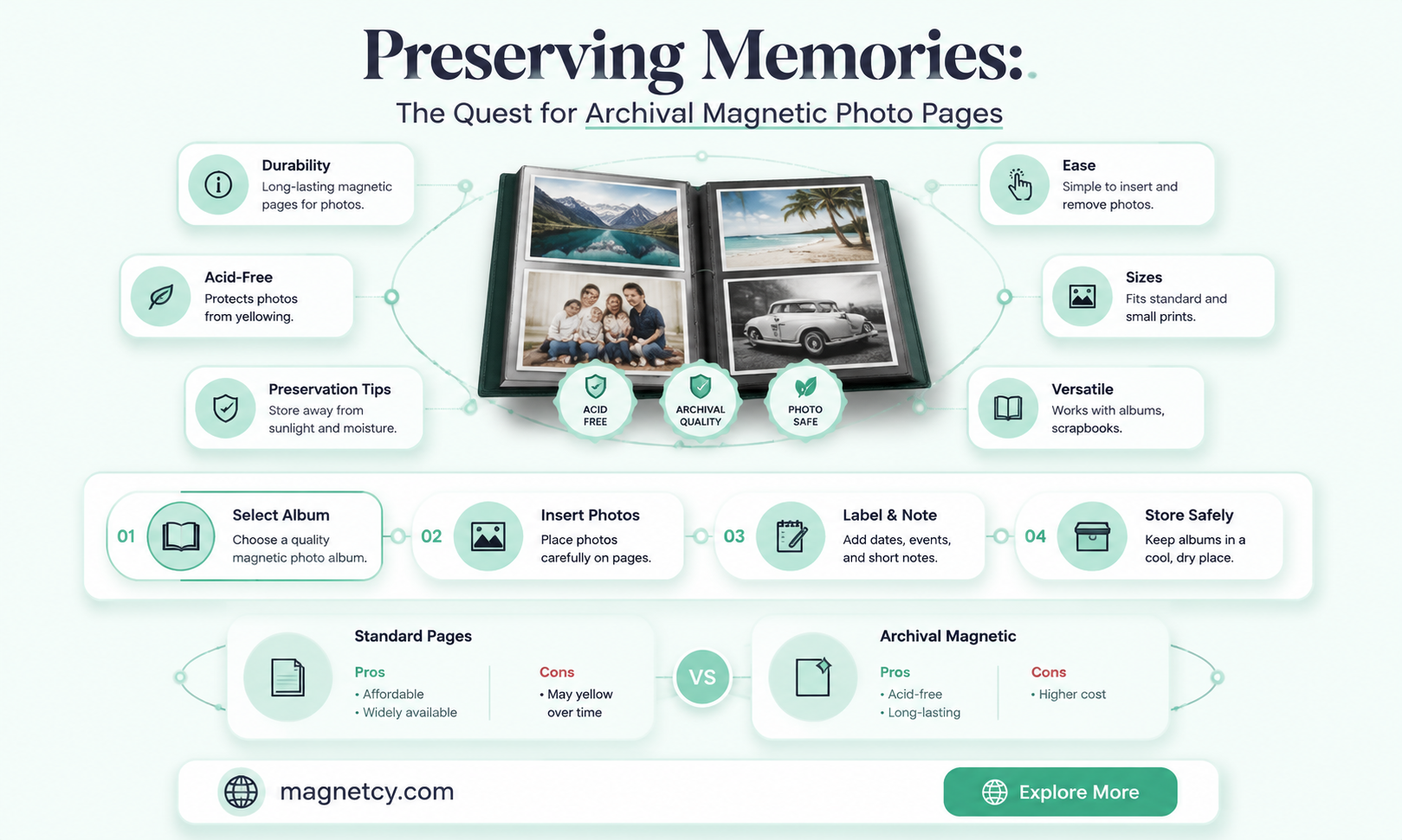 are there any archival magnetic photo pages
