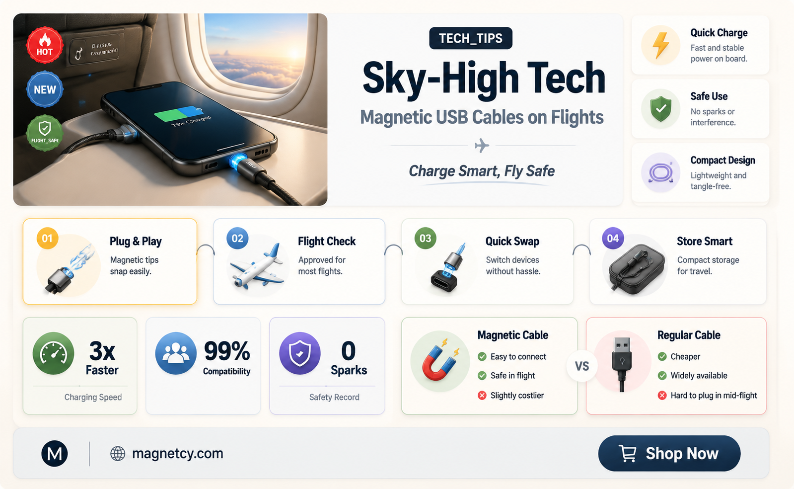 are magnetic usb charging cables allowed on airplane