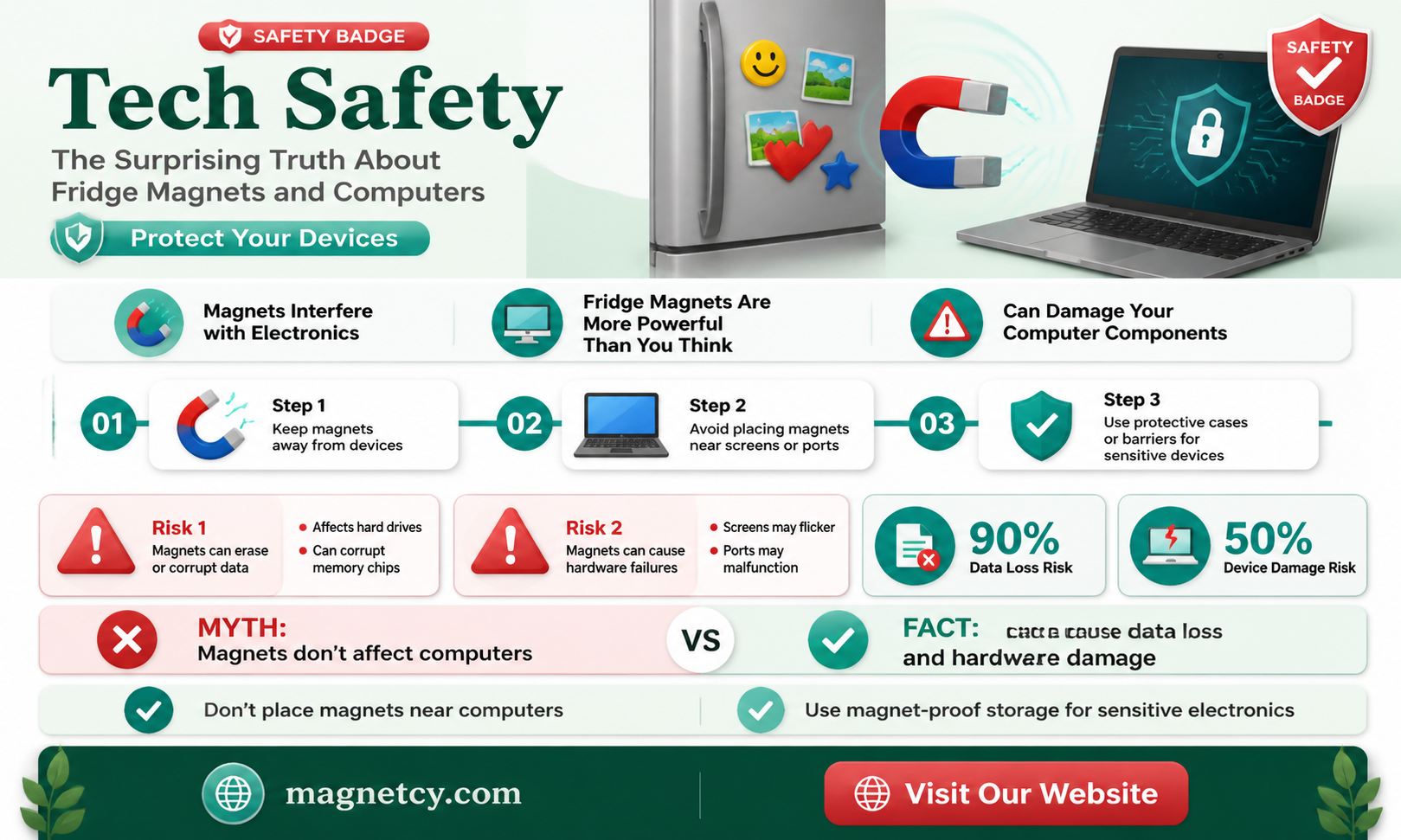 are fridge magnets safe to put on computer