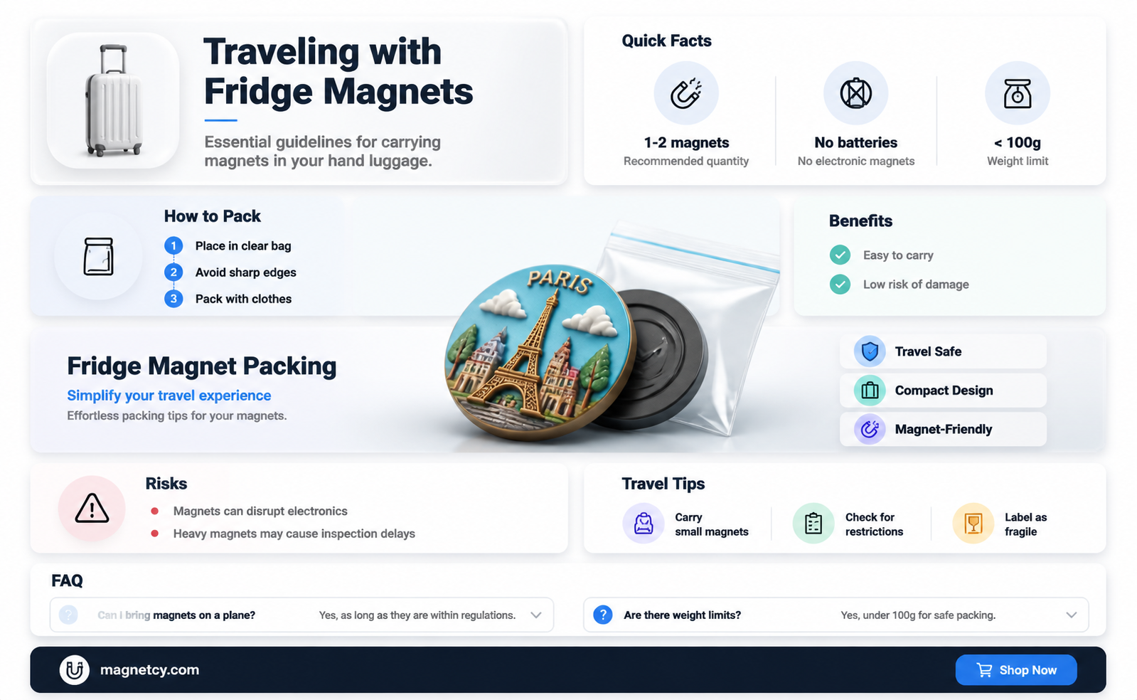 are fridge magnets allowed in hand luggage