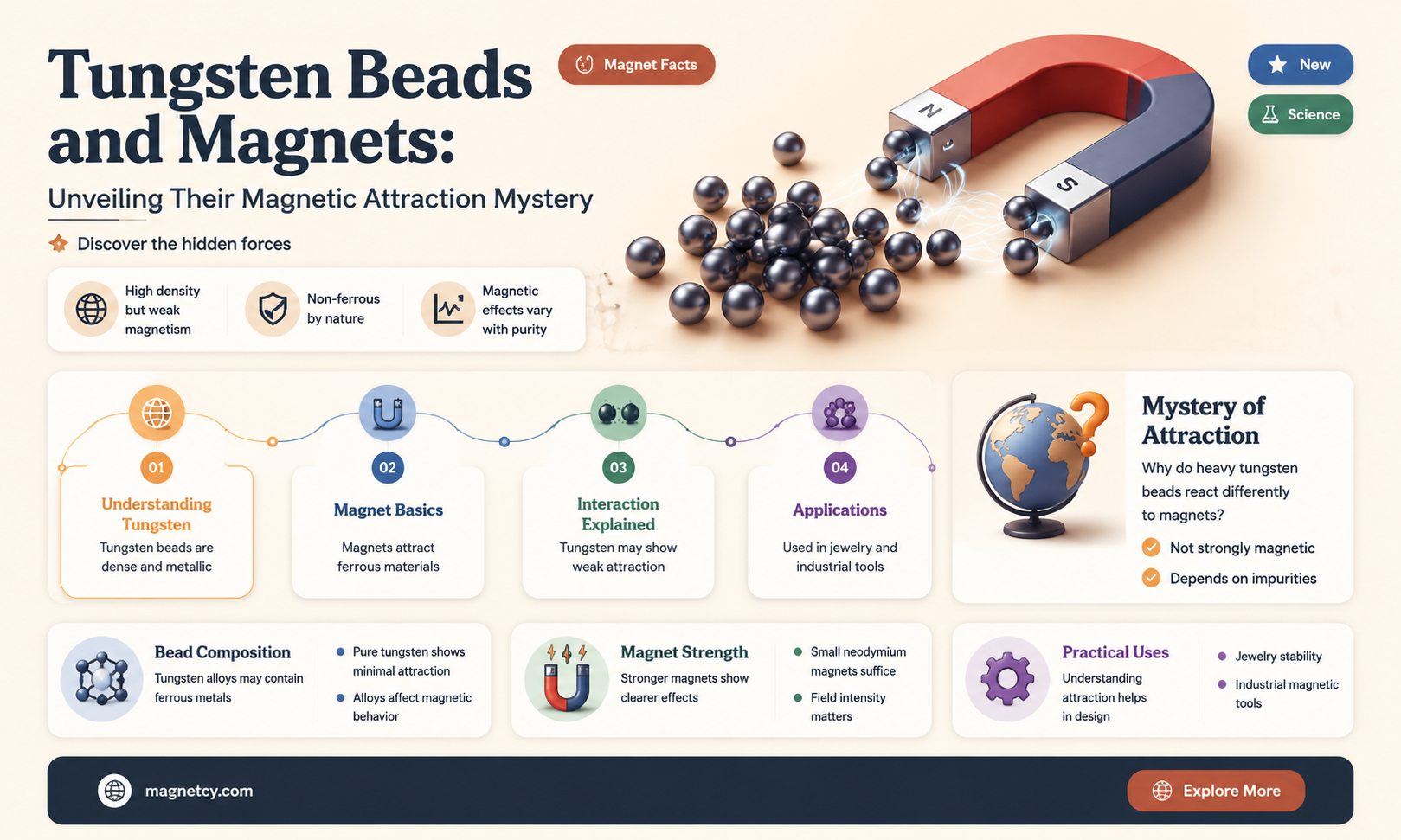 are tungsten beads attracted to magnet