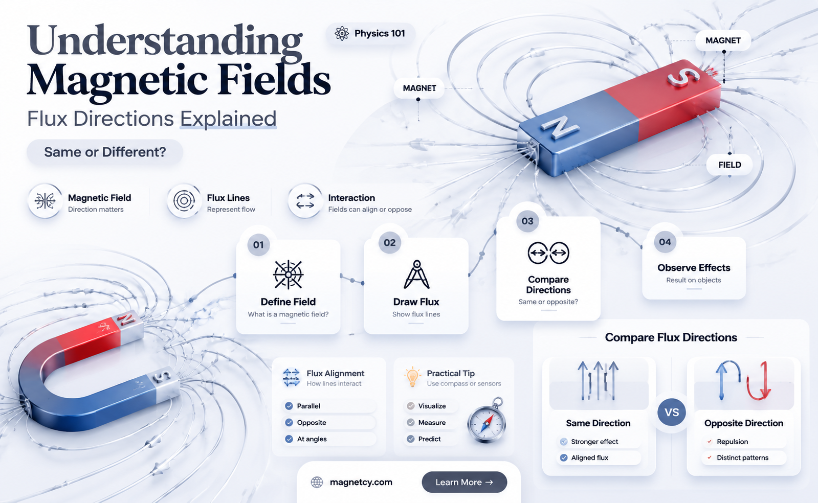 are magnetic field and flux the same direciton