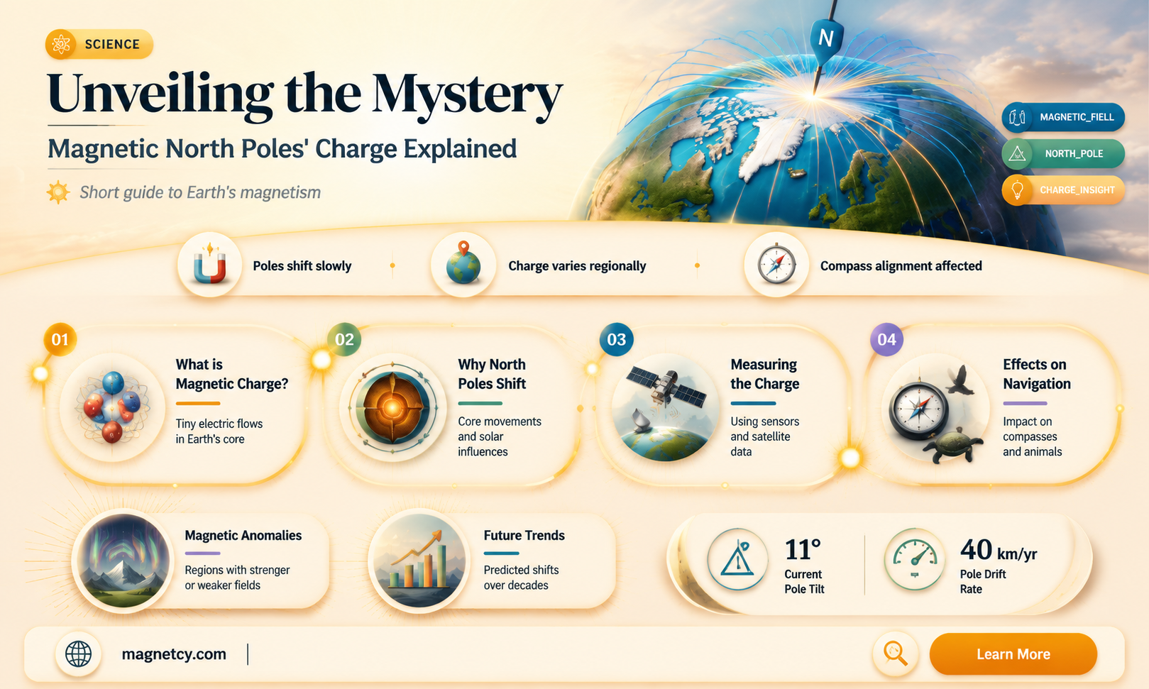 are magnetic north poles positively or negatively charged