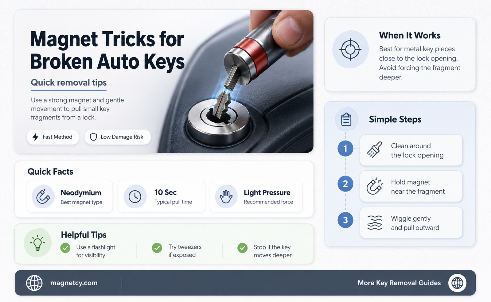 can a broken auto key be removed with a magnet