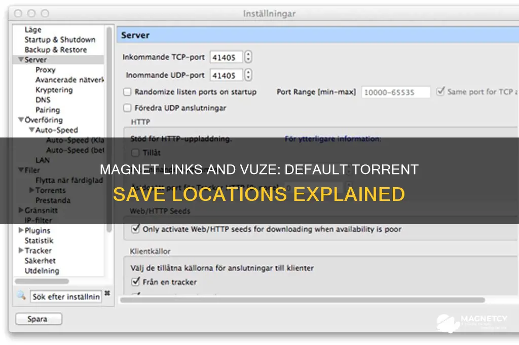 when magnet is used where are the vuze torrents saved