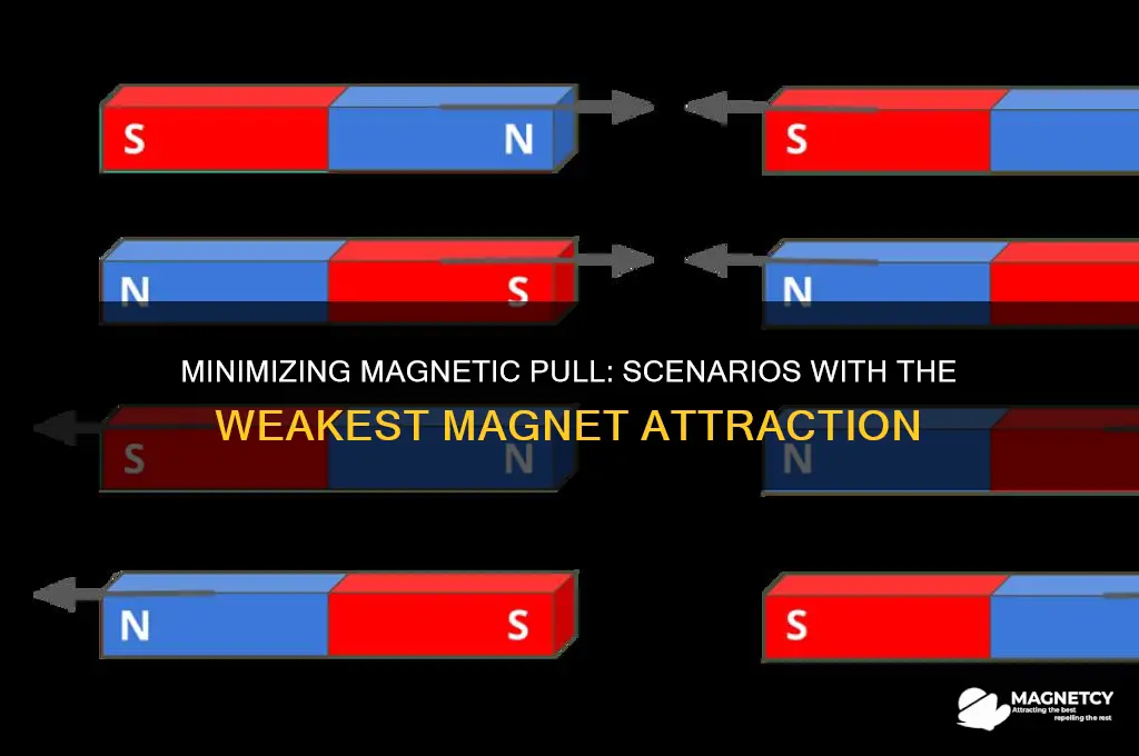 which situation results in the least attraction between two magnets