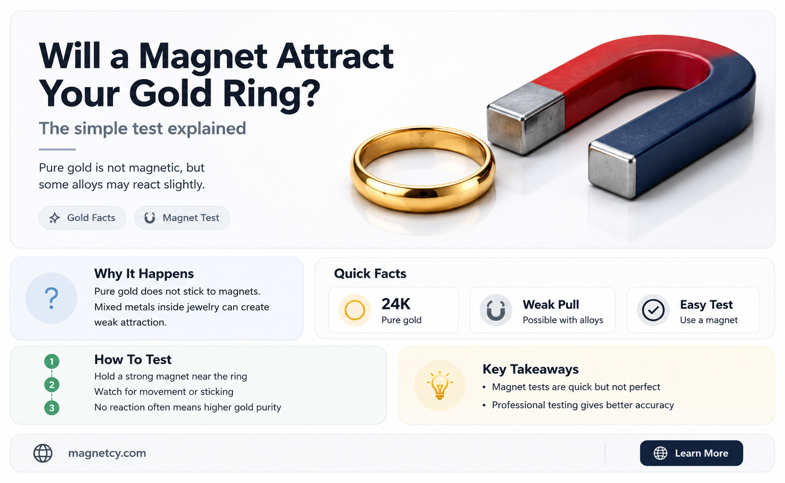 can a gold ring be picked up by a magnet